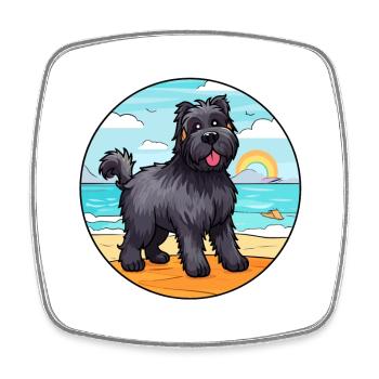 Bouvier Des Flandres Race De Chien Cartoon Kawaii Chien - Magnet carré - blanc - Devant