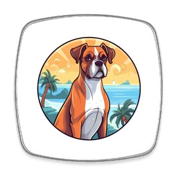 Boxer Hund Rasse Cartoon Kawaii Clipart Aquarell - Viereckiger Kühlschrankmagnet - Weiß - Vorne