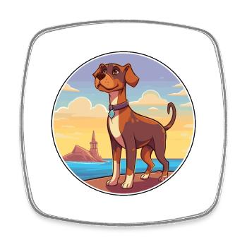 Braque Du Bourbonnais Hunderasse Cartoon Kawaii Hund - Viereckiger Kühlschrankmagnet - Weiß - Vorne