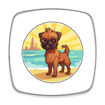 Bruxelles Griffon chien race Cartoon Kawaii Clipart - Magnet carré - blanc - Devant
