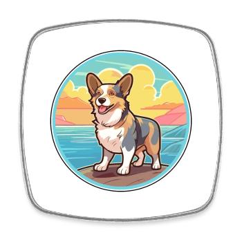 Cardigan Welsh Corgi Dog Breed Cartoon Kawaii Dog - Square fridge magnet - white - Front