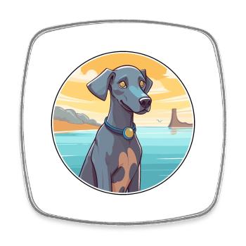 Blau Lacy Hund Rasse Cartoon Kawaii Clipart Hund Haustier - Viereckiger Kühlschrankmagnet - Weiß - Vorne
