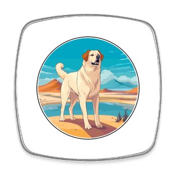 Central Asian Shepherd Dog Breed Cartoon Kawaii - Square fridge magnet - white - Front