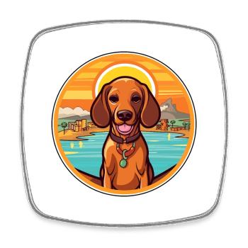 Cesky Fousek chien race dessin animé Kawaii Clipart chien - Magnet carré - blanc - Devant