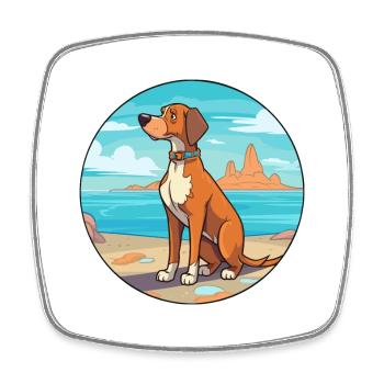 Braque Francais Dog Breed Cartoon Kawaii Clipart - Square fridge magnet - white - Front