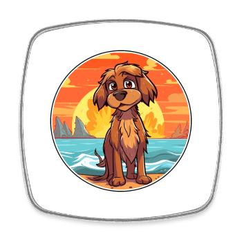 Brikett Griffon Vendeen Hunderasse Cartoon Kawaii - Viereckiger Kühlschrankmagnet - Weiß - Vorne