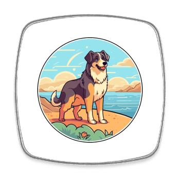 Bucovina Schäferhund Rasse Cartoon Kawaii Clipart - Viereckiger Kühlschrankmagnet - Weiß - Vorne