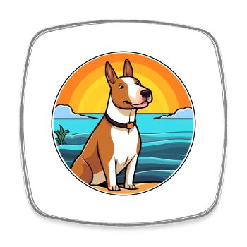 Bullterrier Miniatur Hunderasse Cartoon Kawaii - Viereckiger Kühlschrankmagnet - Weiß - Vorne