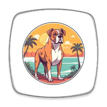 Bull Boxer Dog Breed Cartoon Kawaii Clipart Dog - Square fridge magnet - white - Front