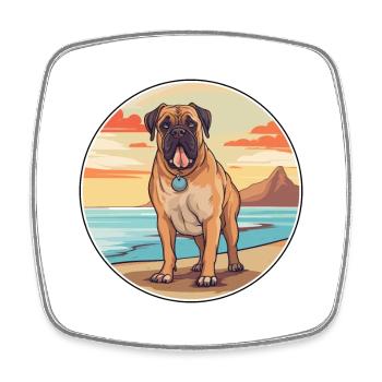 Bullmastiff chien race dessin animé Kawaii Clipart chien - Magnet carré - blanc - Devant