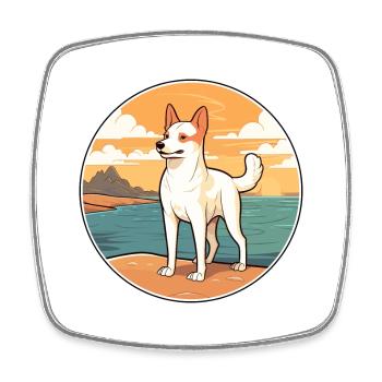 Canaan chien race dessin animé Kawaii Clipart aquarelle - Magnet carré - blanc - Devant
