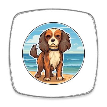 Cavalier Dog Breed Cartoon Kawaii Clipart Dog Pet - Square fridge magnet - white - Front