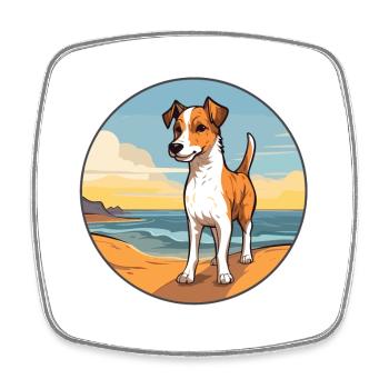 Chilean Fox Terrier Dog Breed Cartoon Kawaii Dog - Square fridge magnet - white - Front
