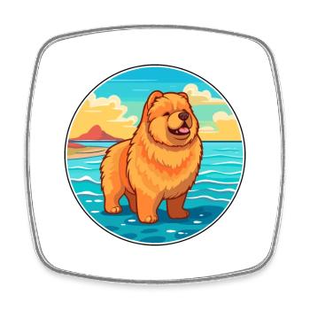Chow Chow Hund Rasse Cartoon Kawaii Clipart Hund Haustier - Viereckiger Kühlschrankmagnet - Weiß - Vorne