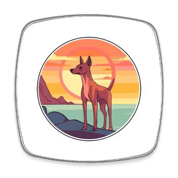 Cirneco Dell Etna Dog Breed Cartoon Kawaii Clipart - Square fridge magnet - white - Front