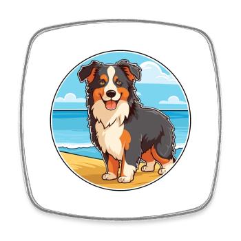 Collie Hund Rasse Cartoon Kawaii Clipart Aquarell - Viereckiger Kühlschrankmagnet - Weiß - Vorne