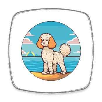 Filaire caniche chien race dessin animé Kawaii Clipart chien - Magnet carré - blanc - Devant