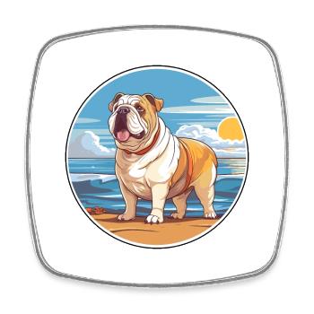 Bulldogge Hund Rasse Cartoon Kawaii Clipart Hund Haustier - Viereckiger Kühlschrankmagnet - Weiß - Vorne