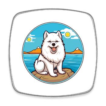Chien esquimau canadien race Cartoon Kawaii Clipart - Magnet carré - blanc - Devant