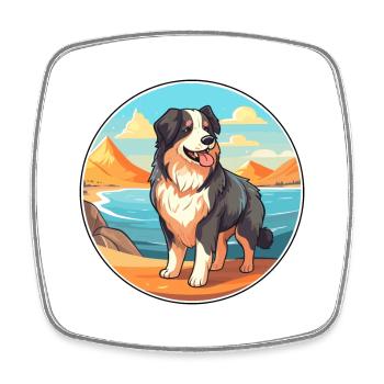 Carpathian Shepherd Dog Breed Cartoon Kawaii Dog - Square fridge magnet - white - Front