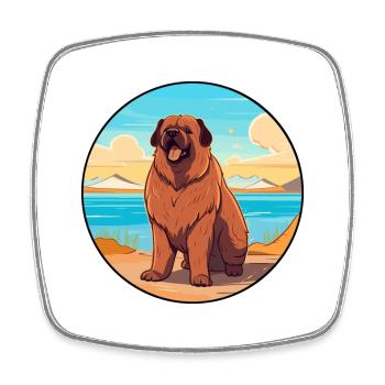 Caucasian Ovcharka Dog Breed Cartoon Kawaii Dog - Square fridge magnet - white - Front