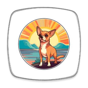 Chihuahua Dog Breed Cartoon Kawaii Clipart Dog Pet - Square fridge magnet - white - Front