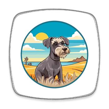 Cesky Terrier Hund Rasse Cartoon Kawaii Clipart Hund - Viereckiger Kühlschrankmagnet - Weiß - Vorne