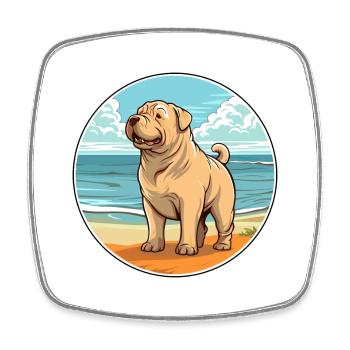 Chinesisch Shar Pei Hund Rasse Cartoon Kawaii Clipart - Viereckiger Kühlschrankmagnet - Weiß - Vorne