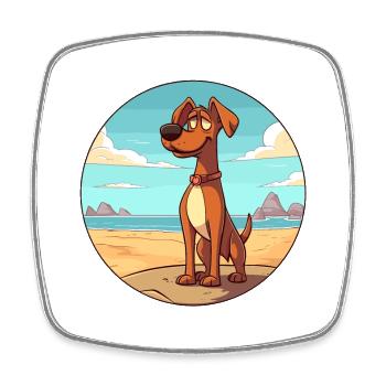 Cimarron Uruguayo Dog Breed Cartoon Kawaii Clipart - Square fridge magnet - white - Front