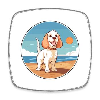 Klempner Spaniel Hund Rasse Cartoon Kawaii Clipart - Viereckiger Kühlschrankmagnet - Weiß - Vorne