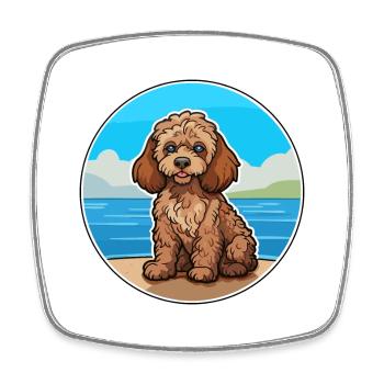 Cockapoo chien race dessin animé Kawaii Clipart chien animal de compagnie - Magnet carré - blanc - Devant