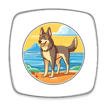 Tschechoslowakischer Wolfshund Hunderasse Karikatur Kawaii Hund - Viereckiger Kühlschrankmagnet - Weiß - Vorne