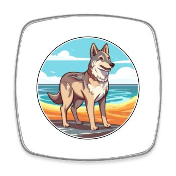 Tschechoslowakischer Wolfshund Hunderasse Karikatur Kawaii - Viereckiger Kühlschrankmagnet - Weiß - Vorne