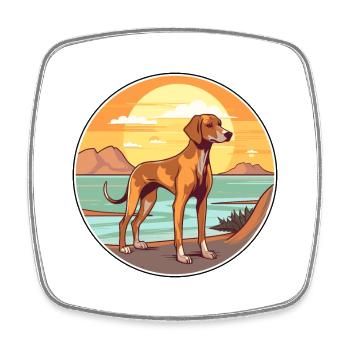 Cretan Hound Dog Breed Cartoon Kawaii Clipart Dog - Square fridge magnet - white - Front