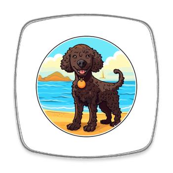 Lockig beschichteter Retriever Hund Rasse Cartoon Kawaii - Viereckiger Kühlschrankmagnet - Weiß - Vorne