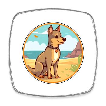 Tschechoslowakische Vlcak Hunderasse Karikatur Kawaii Hund - Viereckiger Kühlschrankmagnet - Weiß - Vorne