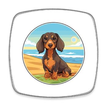 Dackel Hund Rasse Cartoon Kawaii Clipart Hund Haustier - Viereckiger Kühlschrankmagnet - Weiß - Vorne
