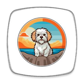 Dandie Dinmont Terrier Dog Breed Cartoon Kawaii - Square fridge magnet - white - Front