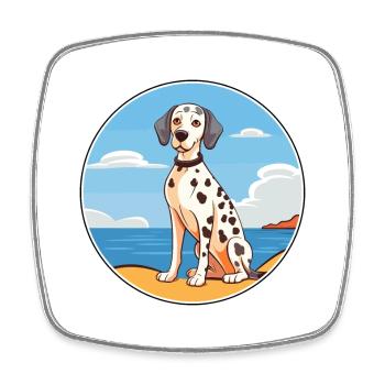 Dalmatien chien race dessin animé Kawaii Clipart chien animal de compagnie - Magnet carré - blanc - Devant