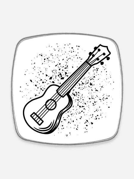 Ukulele Drawing - Square fridge magnet - white