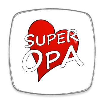 SUPER OPA - Viereckiger Kühlschrankmagnet - Weiß - Vorne