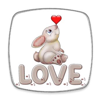 Süßer Hase mit Herz Liebesdisplay - Viereckiger Kühlschrankmagnet - Weiß - Vorne