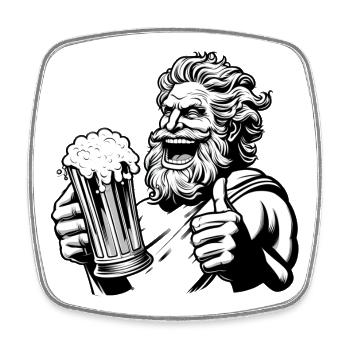 Zeus mit Bier - Viereckiger Kühlschrankmagnet - Weiß - Vorne