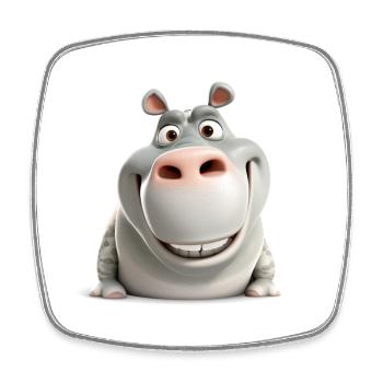Chemise drôle d’hippopotame drôle d’animal souriant - Magnet carré - blanc - Devant