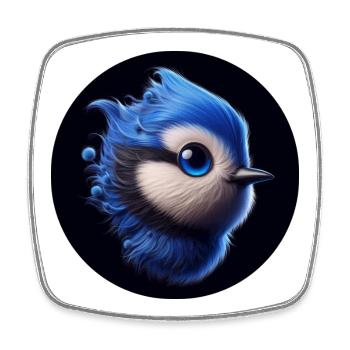Blue bird in animation style - Square fridge magnet - white - Front