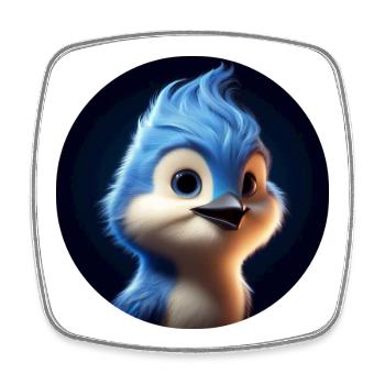Blauer Vogel im Animationsstil - Viereckiger Kühlschrankmagnet - Weiß - Vorne