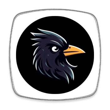Cartoon Amsel Rabe schaut finster - Viereckiger Kühlschrankmagnet - Weiß - Vorne
