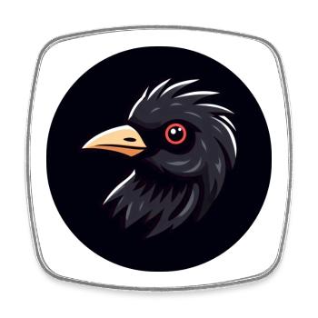 Cartoon Amsel Vogel schwarz mit rotem Auge - Viereckiger Kühlschrankmagnet - Weiß - Vorne