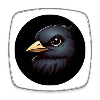 Raven in animation style - Square fridge magnet - white - Front