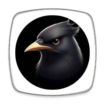 Black raven in animation style - Square fridge magnet - white - Front